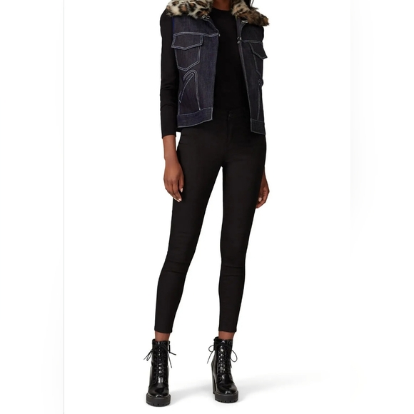 Harvey Faircloth Denim Vest with Faux Fur Collar size Medium - Picture 11 of 12